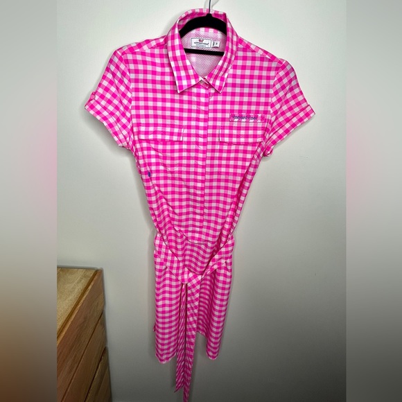 Vineyard Vines Performance Dress Hot Pink Gingham | Color: Pink/White | Size: 2 - Picture 3 of 11